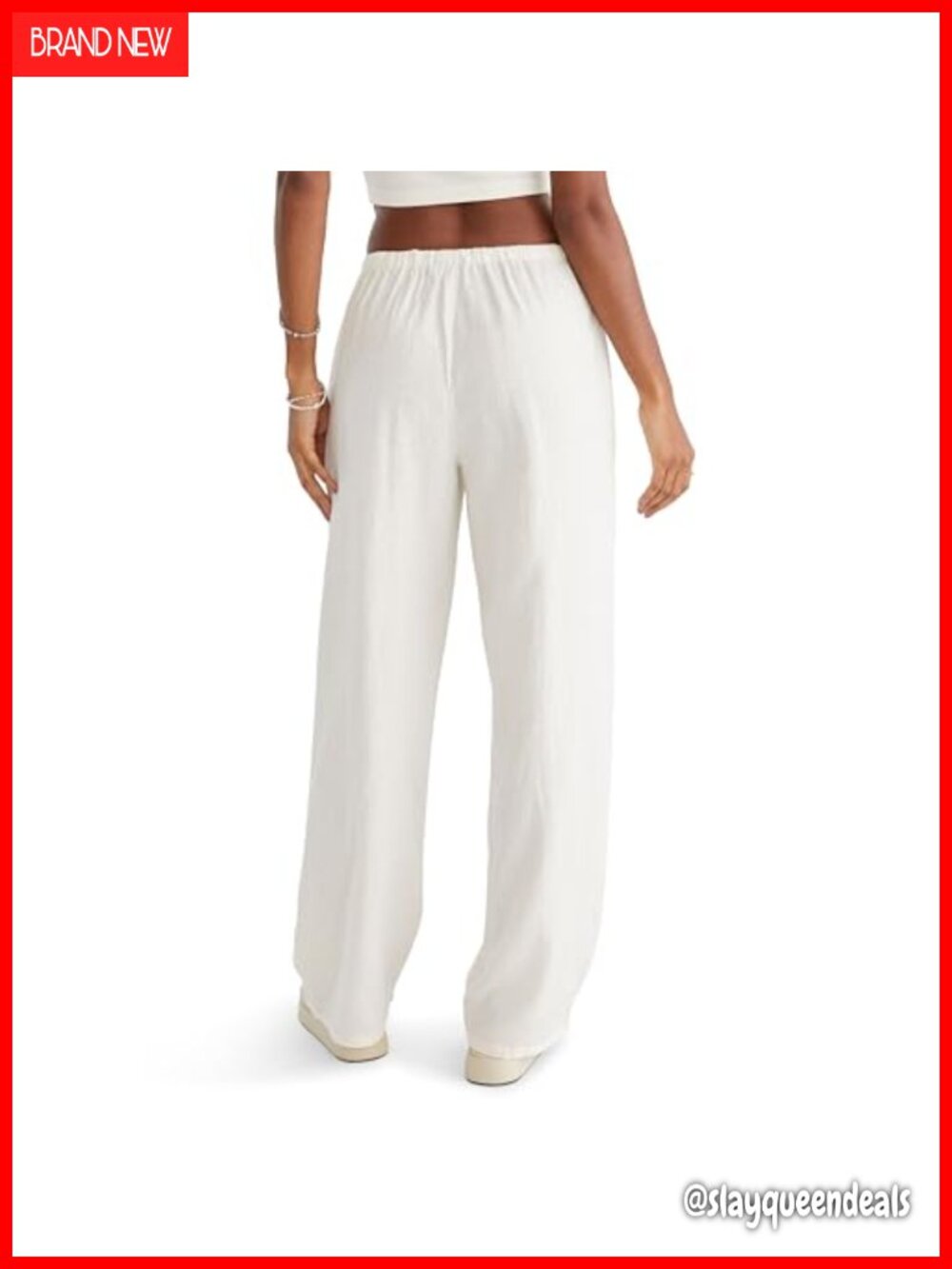 Pull-On Linen Blend Wide Leg Pants with Pockets - Picture 4 of 4